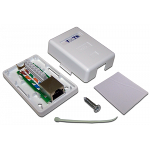 Wall mounting outlet with one RJ-45 category 6 STP socket, white